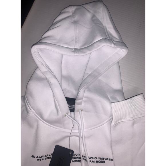 ALPHALETE Legacy Performance Cropped Hoodie. White. Small - Picture 14 of 15